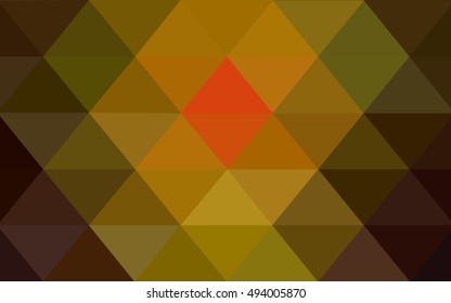 Dark red, yellow blurry triangle background. Shining illustration, which consist of triangles. Triangular pattern for your business design.