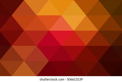 Dark red, yellow blurry triangle pattern. Triangular geometric sample with gradient.  The completely new template can be used for your brand book.