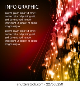 Dark red yellow Defocused Light, Flickering Light, Vector abstract festive background with bokeh defocused light. text box. card. Brochure. Abstract Technology background for computer graphic. 
