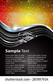 dark red yellow orange black silver Light Abstract Technology background for computer graphic website internet. text box. Brochure. card. wave. label. banner. curve. pixel.