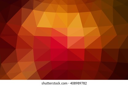 Dark red, yellow polygonal illustration, which consist of triangles. Triangular design for your business. Geometric background in Origami style with gradient.