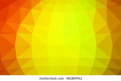 Dark red, yellow polygonal illustration, which consist of triangles. Triangular design for your business. Geometric background in Origami style with gradient.