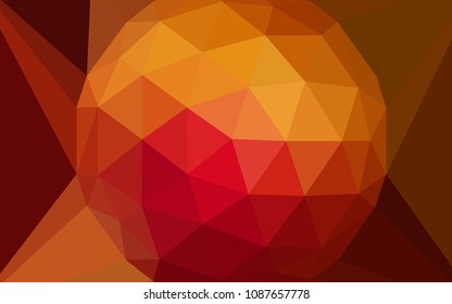Dark Red, Yellow vector abstract polygonal pattern with a gem in a centre. Illustration in halftone style with triangles. A completely new design for your leaflet.