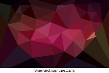 Dark Red, Yellow vector abstract polygonal template with a heart in a centre. Colorful illustration with gradient. Template for cell phone's backgrounds.