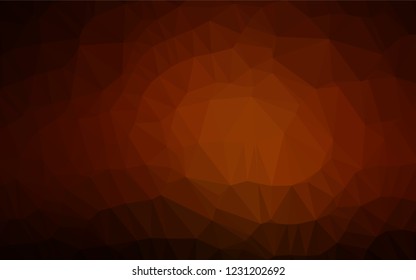 Dark Red, Yellow vector abstract mosaic background. Triangular geometric sample with gradient.  The best triangular design for your business.