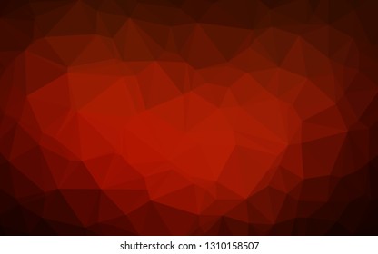 Dark Red, Yellow vector abstract mosaic pattern. Triangular geometric sample with gradient.  The best triangular design for your business.