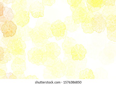 Dark Red, Yellow vector abstract background with leaves. Illustration with colorful abstract doodle flowers. Colorful pattern for kid's books.