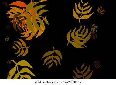Dark Red, Yellow vector abstract design with leaves. leaves on blurred abstract background with gradient. New template for your brand book.