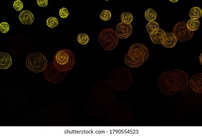 Dark Red, Yellow vector abstract background with flowers, roses. Glitter abstract illustration with flowers. New template for your brand book.