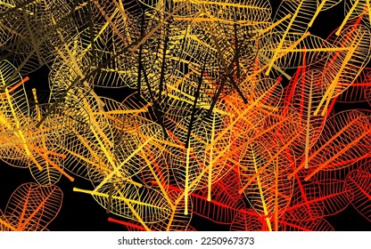 Rojo oscuro, diseño abstracto de vector amarillo con flores, hojas. Decoración de estilo indio con fondo blanco. Nueva plantilla para tu libro de marcas.