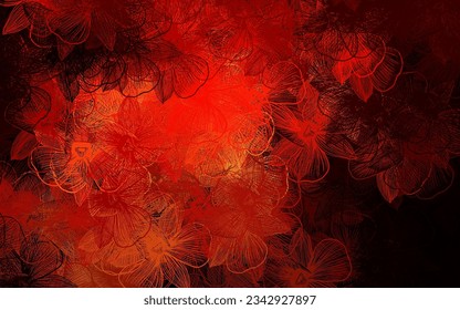 Dark Red, Yellow vector abstract design with flowers. Doodle illustration of flowers in Origami style. New template for your design.