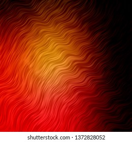Dark Red, Yellow vector backdrop with curves. Illustration in halftone style with gradient curves. Design for your business promotion.