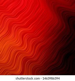 Dark Red, Yellow vector backdrop with bent lines. Colorful geometric sample with gradient curves.  Pattern for booklets, leaflets.