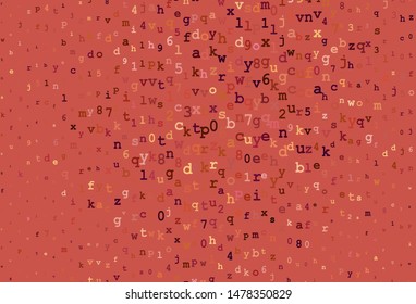 Dark Red, Yellow vector backdrop with english symbols. Shining illustration with ABC symbols on abstract template. Smart design for promotion of university.
