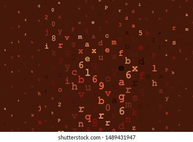 Dark Red, Yellow vector backdrop with english symbols. Blurred design in simple style with signs of alphabet. Template for lettering, typography.