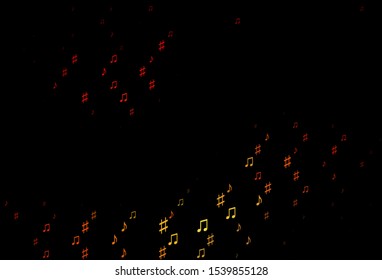 Dark Red, Yellow vector backdrop with music notes. Abstract illustration with colorful symbols of melody. Pattern for festival leaflets.