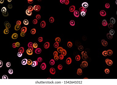 Dark Red, Yellow vector backdrop with dots. Blurred bubbles on abstract background with colorful gradient. Design for business adverts.