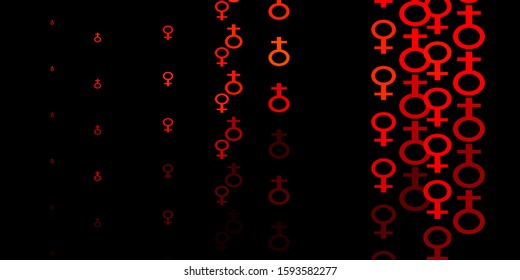 Dark Red, Yellow vector backdrop with woman's power symbols. Colorful feminism symbols with a gradient in modern style. Simple design for your web site.