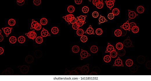 Dark Red, Yellow vector backdrop with mystery symbols. Retro design in abstract style with witchcraft forms. Simple base for your occult design.