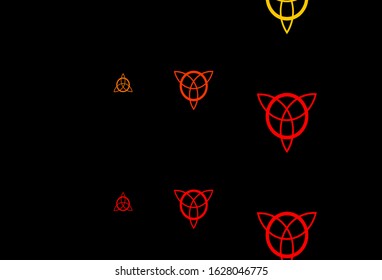 Dark Red, Yellow vector backdrop with mystery symbols. Colorful mystic symbols with a gradient in ancient style. Simple design for occult depiction.