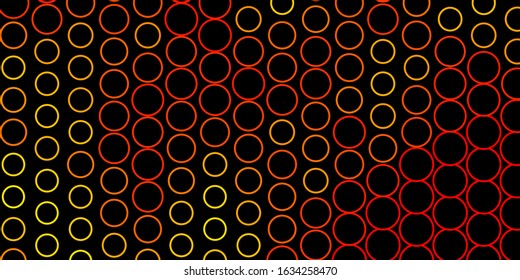 Dark Red, Yellow vector backdrop with circles. Abstract decorative design in gradient style with bubbles. Pattern for business ads.