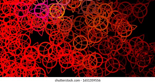 Dark Red, Yellow vector backdrop with mystery symbols. Colorful mystic symbols with a gradient in ancient style. Background for esoteric, mystic designs.