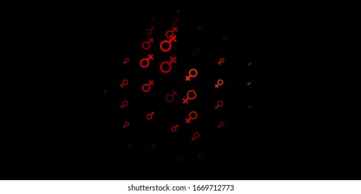 Dark Red, Yellow vector backdrop with woman's power symbols. Simple design in abstract style with women’s rights activism. Simple design for your web site.