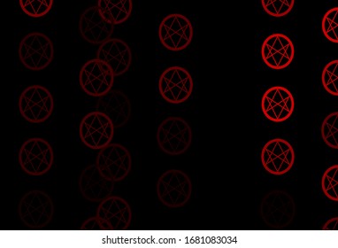 Dark Red, Yellow vector backdrop with mystery symbols. Illustration with magical signs of spiritual power. Design for magic, spiritual events.