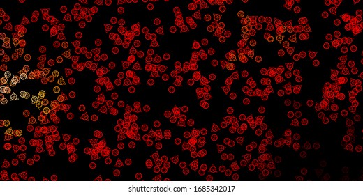 Dark Red, Yellow vector backdrop with mystery symbols. Colorful mystic symbols with a gradient in ancient style. Best design halloween events.