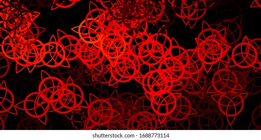 Dark Red, Yellow vector backdrop with mystery symbols. Illustration with magical signs of spiritual power. Design for magic, spiritual events.