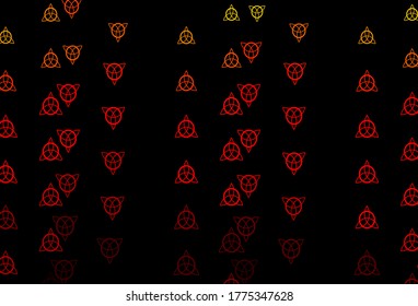 Dark Red, Yellow vector backdrop with mystery symbols. Colorful mystic symbols with a gradient in ancient style. Background for esoteric, mystic designs.