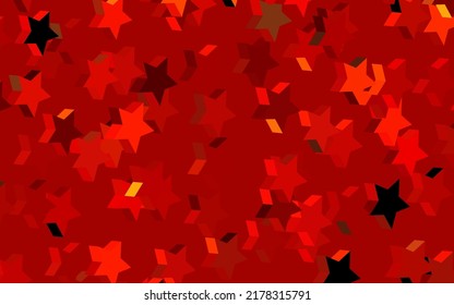 Dark Red, Yellow vector backdrop with small and big stars. Decorative shining illustration with stars on abstract template. Template for cosmic backgrounds.