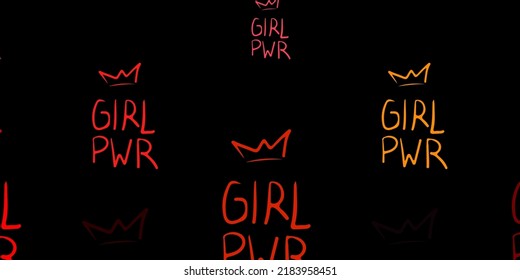 Dark Red, Yellow vector backdrop with woman's power symbols. Colorful feminism symbols with a gradient in modern style. Design for International Women’s Day.