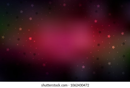 Dark Red, Yellow vector background with colored stars. Decorative shining illustration with stars on abstract template. Smart design for your business advert.