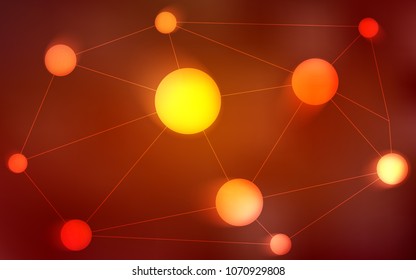 Dark Red, Yellow vector background with dots and lines. Abstract illustration with colorful discs and triangles. Completely new template for your brand book.