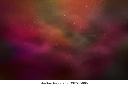 Dark Red, Yellow vector background with galaxy stars. Glitter abstract illustration with colorful cosmic stars. Pattern for astrology websites.