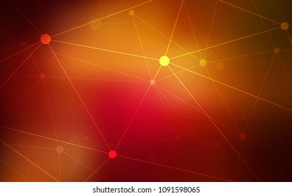 Dark Red, Yellow vector background with dots and lines. Colorful illustration with circles and lines in futuristic style. Pattern can be used for beautiful websites.