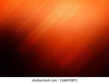 Dark Red, Yellow vector background with straight lines and dots. Decorative shining illustration with lines, dots on abstract template. Smart design for your business advert.