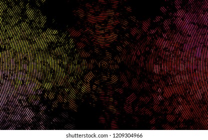 Dark Red, Yellow vector background with curved circles. Creative geometric illustration in marble style with gradient. A completely new template for your business design.