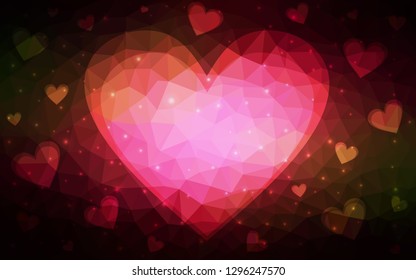Dark Red, Yellow vector  background with Shining hearts. Illustration with hearts in love concept for valentine's day. Design for your business advert of anniversary.