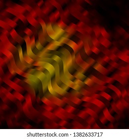 Dark Red, Yellow vector background with wry lines. Abstract illustration with gradient bows. Template for your UI design.