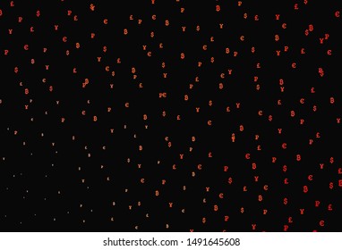 Dark Red, Yellow vector background with financial symbols. Shining colored illustration with currency signs. Pattern for bank ads, posters, banners.