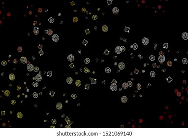Dark Red, Yellow vector background with cuisine gourmet. Glitter abstract sketch with gourmet food. Pattern for ads of breakfast, lunch, dinner.