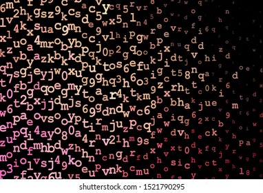 Dark Red, Yellow vector background with signs of alphabet. Blurred design in simple style with signs of alphabet. Template for lettering, typography.