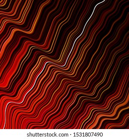 Dark Red, Yellow vector background with wry lines. Colorful abstract illustration with gradient lines. A completely new template for your design.