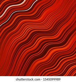 Dark Red, Yellow vector background with lines. Illustration in halftone style with gradient curves. Pattern for websites, landing pages.