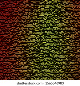Dark Red, Yellow vector background with lines. Illustration in halftone style with gradient curves. Template for cellphones.