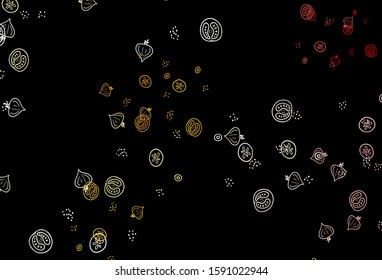 Dark Red, Yellow vector background with tasty food. Abstract background with colorful Fast Food illustrations. Template for meal cooking in kitchen.