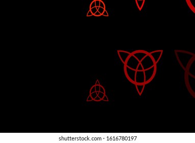 Dark Red, Yellow vector background with occult symbols. Colorful vintage illustration with gradient alchemy shapes. Design for magic, spiritual events.