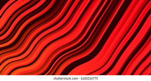 Dark Red, Yellow vector background with bent lines. Bright illustration with gradient circular arcs. Pattern for commercials, ads.